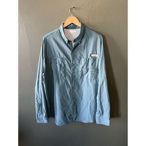 Columbia Mens Blue Long Sleeve Button Up Outdoor Hiking Shirt Size Large